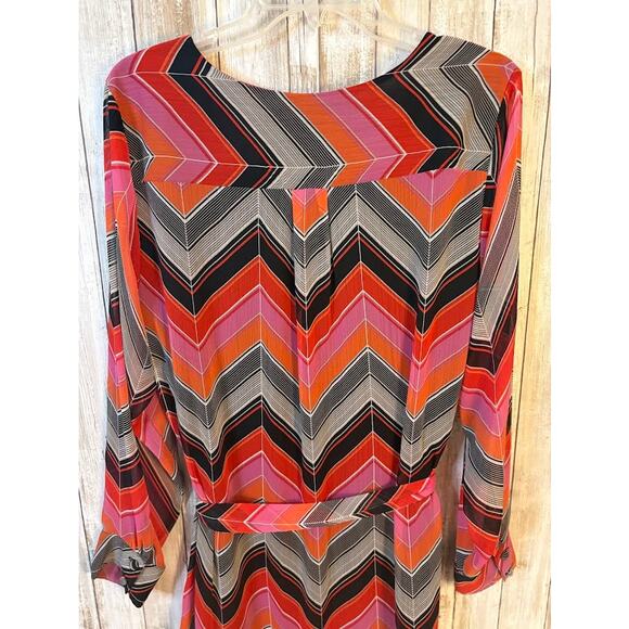 Banana Republic Chevron V-Neck Tie Waist Shift Dress - Size 14 - Picture 7 of 10